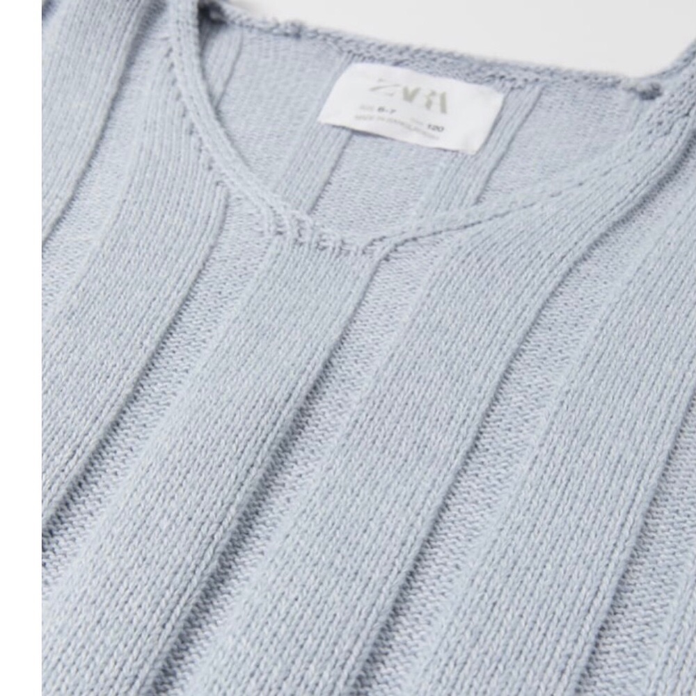 Zara ribbed sweater. Girls. Light blue - Picture 3 of 4